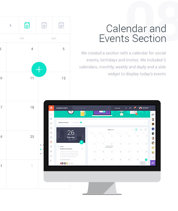 Calender and Events Section